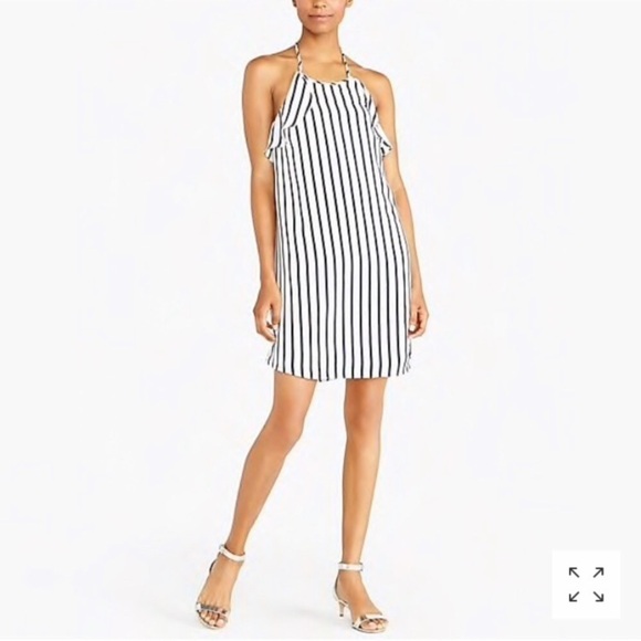 JCrew Halter Blue/White Striped Flutter Dress XS - Picture 1 of 6